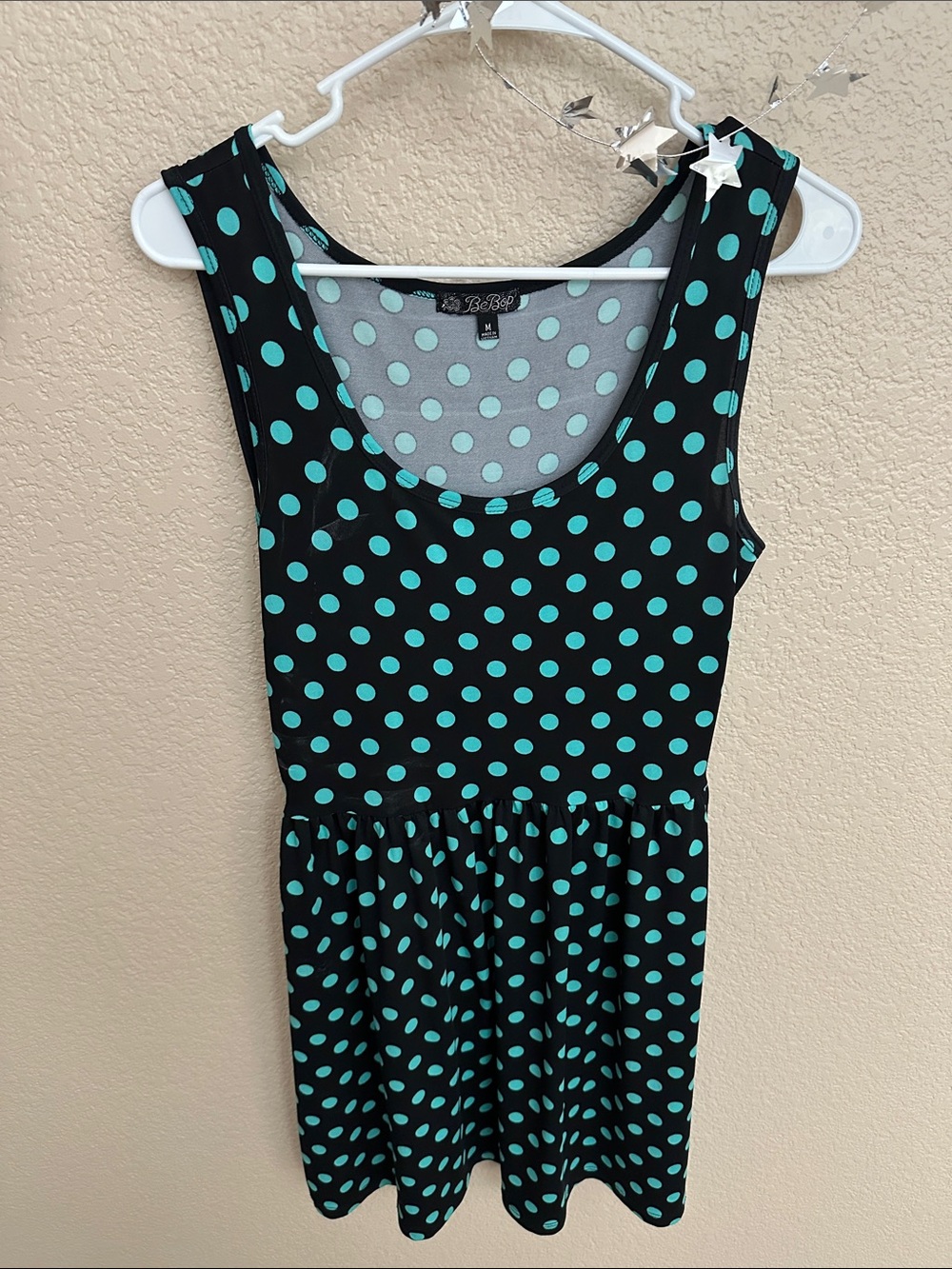 BeBop Black Dress with Teal Polka Dots